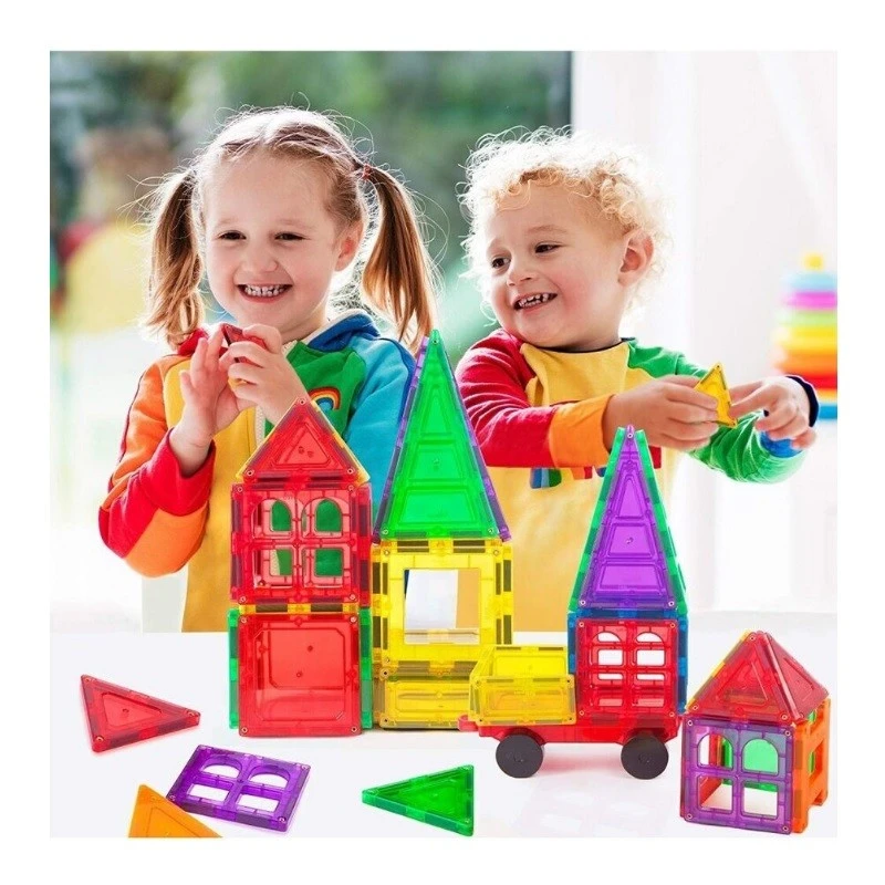 Магнитен конструктор MalPlay Magnetic Tiles, 45 части